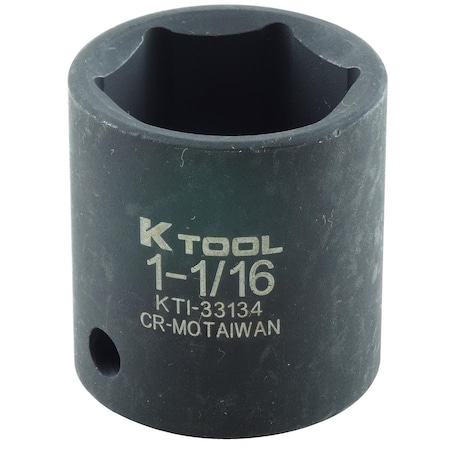 K-Tool International 1/2" Drive Impact Socket black oxide, Stndrd 6 Pnt Impct 1/2"Dr, 1-1/16 KTI-33134
